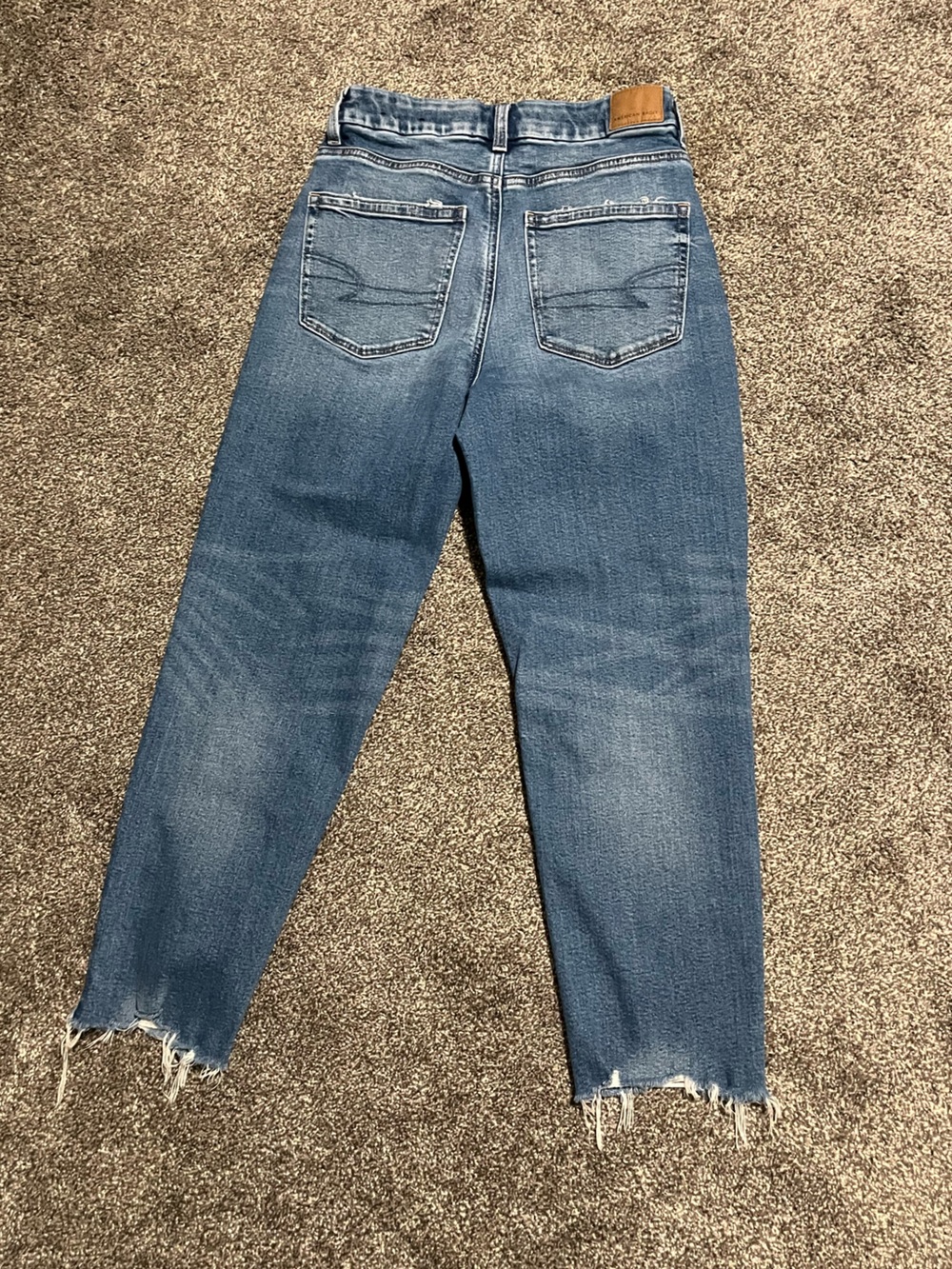 American Eagle Outfitters Dark Blue Denim Jeans with Brown Stitching